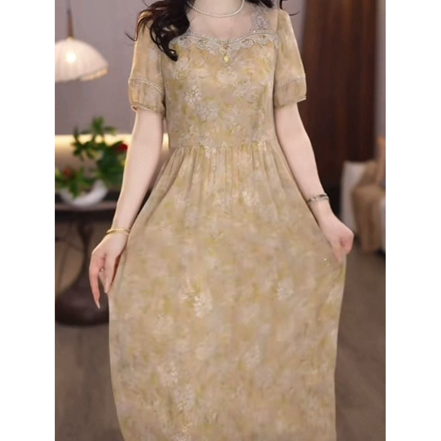 2026夏季新款气质优雅修身显瘦女装礼服裙子时尚高档芙蓉丝连衣裙