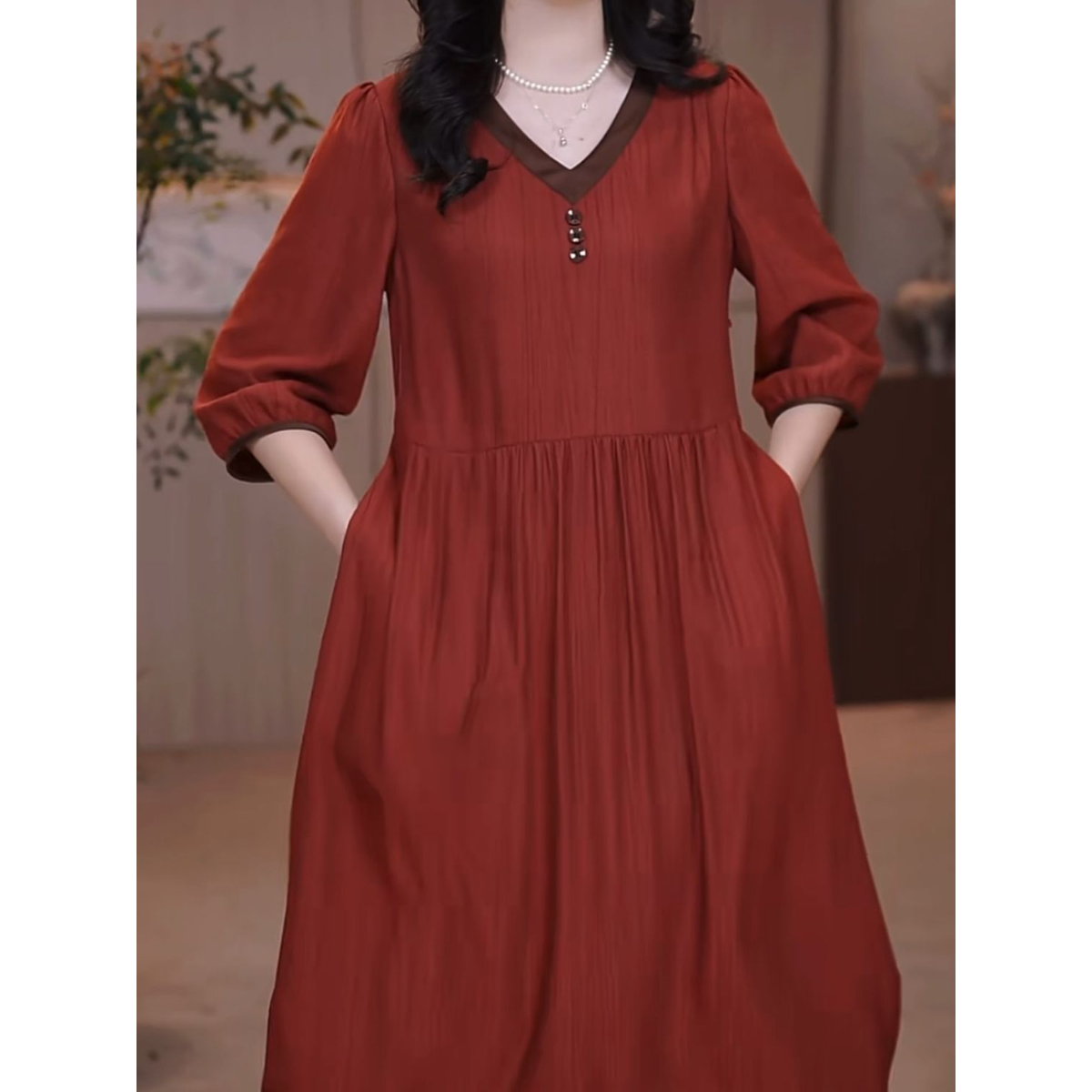 2026夏季新款简约遮肉显瘦礼服裙高级冰竹丝时尚大码女装连衣裙