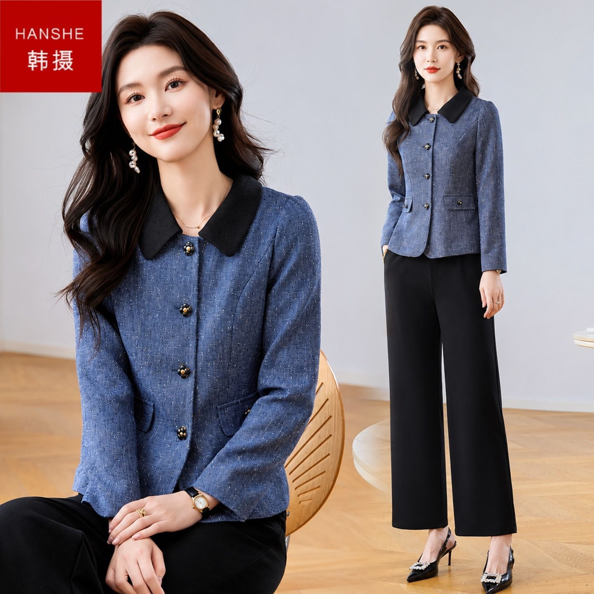 韩摄秋装新款时尚气质小香风外套女韩版洋气减龄遮肉显瘦百搭上衣