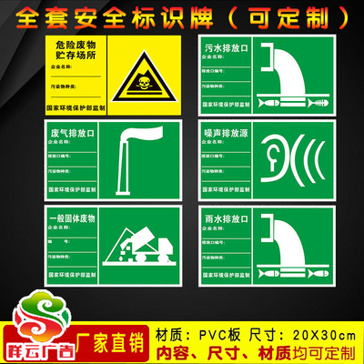 废气排放口标识牌污水噪声标志排放源国标环保污染物种类警示标志