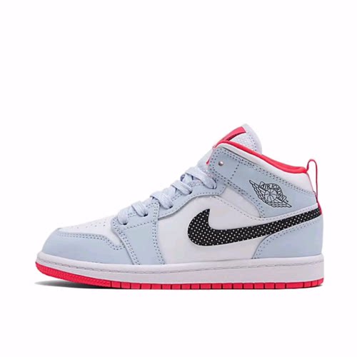 Jordan Air Jordan 1 Mid 舒适运动 中帮 儿童篮球鞋 冰蓝 中小童