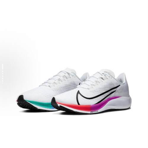 耐克Nike Air Zoom Pegasus 37飞马37白彩虹减震气垫跑步鞋男女款
