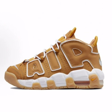 Nike Air More Uptempo 舒适运动 耐磨 中帮 儿童篮球鞋 小麦色