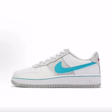 NBA x Nike Air Force 1 耐磨 低帮 儿童板鞋 白灰蓝拼接