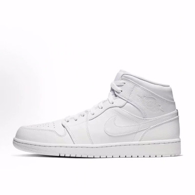 Jordan Air Jordan 1 mid white中帮 篮球鞋 男款 纯白 2021年版