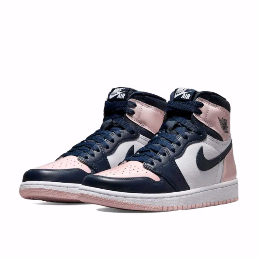 Jordan Air Jordan 1 头层牛皮皮革 高帮 复古篮球鞋 女款 白黑粉