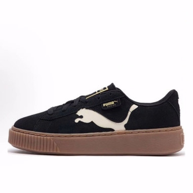 PUMA彪马 Suede Platform 二层牛皮人造革低帮 板鞋 女款 黑色