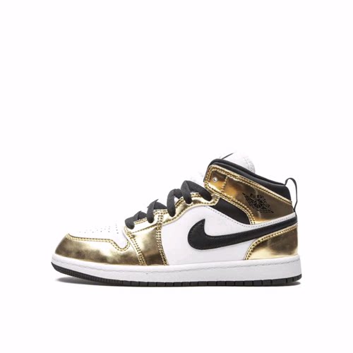 Jordan Air Jordan 1 Mid SE 中帮 儿童篮球鞋 液态金 中小童