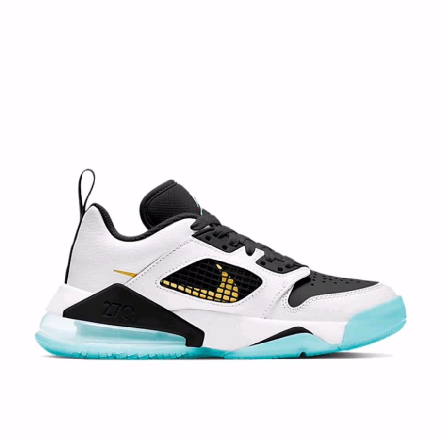Jordan Mars 270 Low 合成革 网布 低帮 儿童篮球鞋 黑白蓝