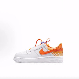 Nike Air Force 1 Toggle 耐磨 低帮 儿童板鞋 白橙色 中小童