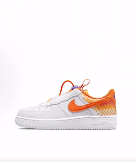 Nike Air Force 1 Toggle 耐磨 低帮 儿童板鞋 白橙色 中小童