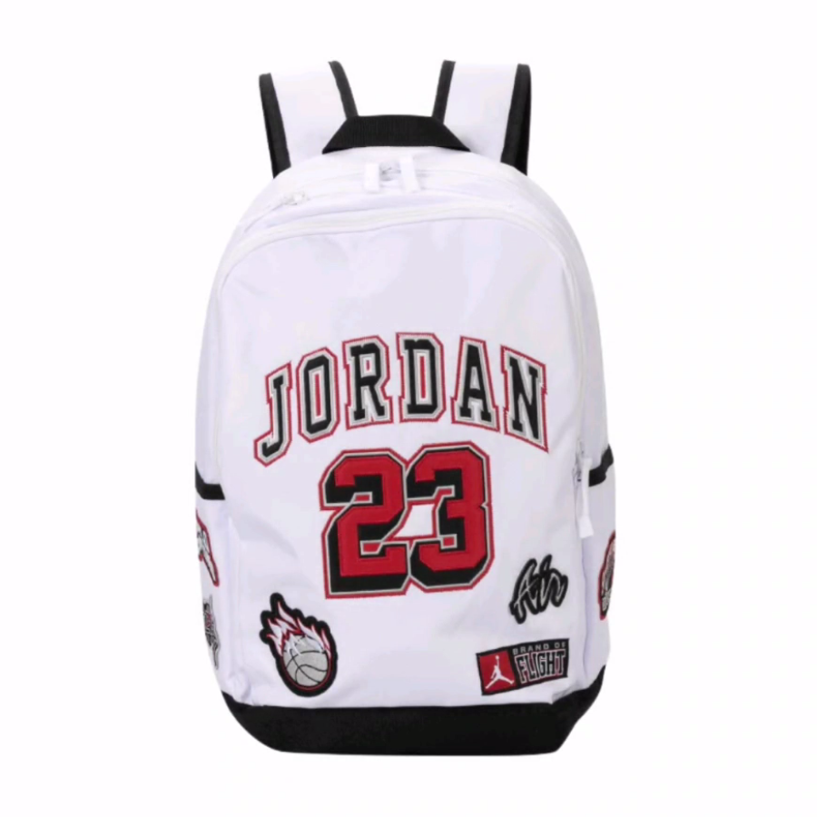 Jordan 乔丹 品牌Logo徽标 聚酯纤维 双肩包 男女同款情侣款 白色