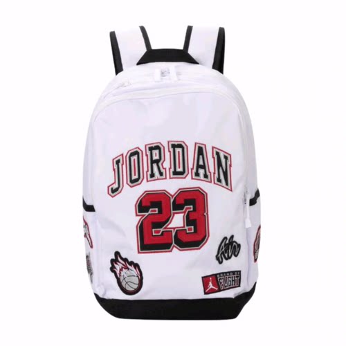 Jordan 乔丹 品牌Logo徽标 聚酯纤维 双肩包 男女同款情侣款 白色