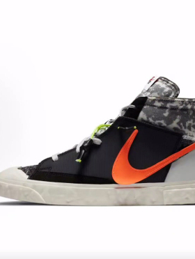 READYMADE x Nike Blazer 拼色 中帮 板鞋 男女同款 黑橙色