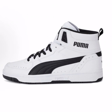 PUMA彪马 Rebound Joy 圆头系带 合成革 篮球鞋 男女同款 白黑
