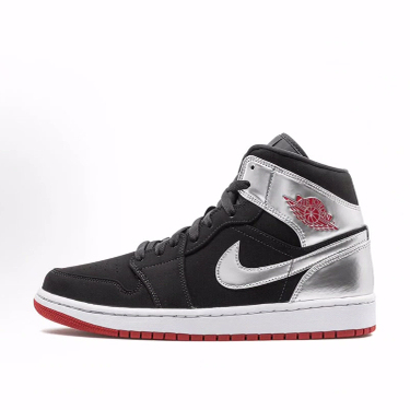 Jordan Air Jordan 1 Mid Takes It 潮流中帮复古篮球鞋男款 黑银