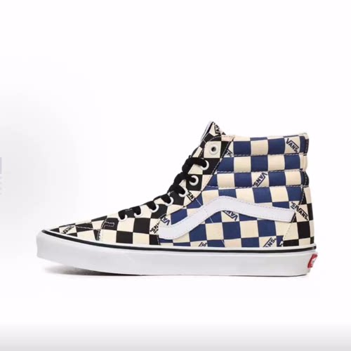 Vans SK8 高帮 板鞋 男女同款 黑蓝棋盘格