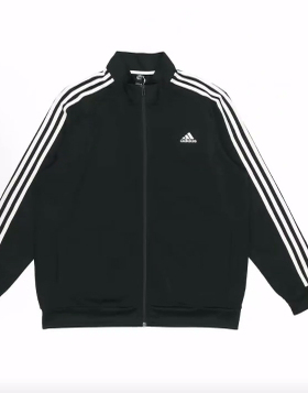adidas ESSENTIALS M 条纹运动立领夹克 秋季 男款 黑色