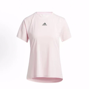 adidas  Heatrdy Focus T 运动圆领短袖  正肩袖T恤 女款 粉色