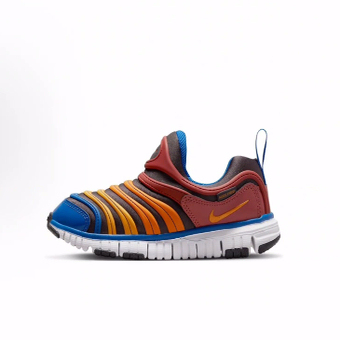Nike Dynamo Free 毛毛虫 低帮 儿童跑步鞋 蓝黄色 中小童