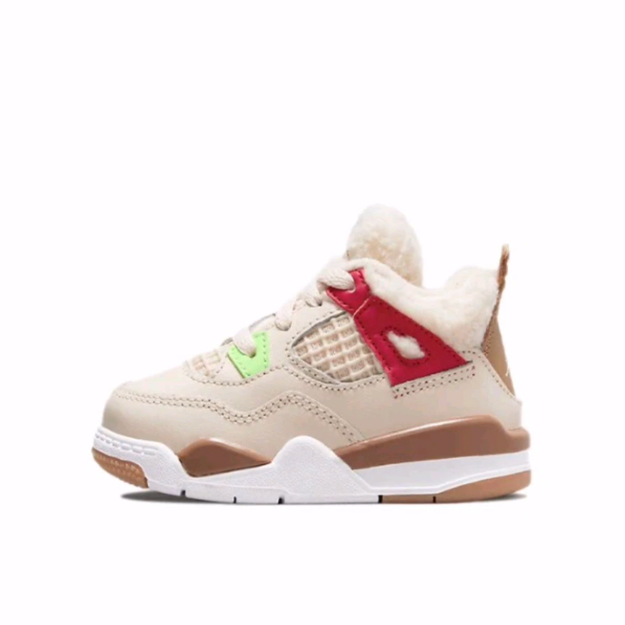 Jordan Air Jordan 4 耐磨 中帮 复古篮球鞋 卡其色 婴幼童