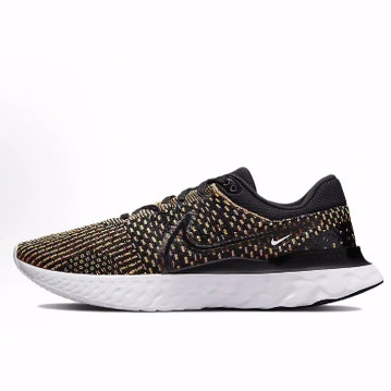 Nike React Infinity Run Flyknit 3 舒适低帮跑步鞋 男款 黄黑色
