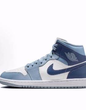 Jordan Air Jordan 1 Mid 中帮 复古篮球鞋 女款 白蓝