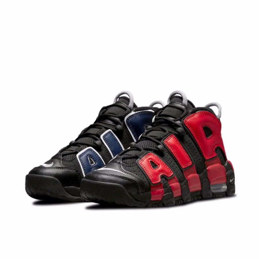 Nike Air More Uptempo 皮革 舒适百搭 中帮 儿童篮球鞋 黑色