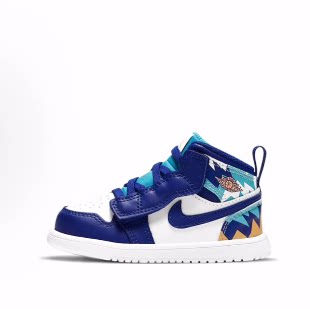 Jordan Air Jordan 1 Mid Alt 舒适 耐磨 板鞋 白蓝色 婴幼童
