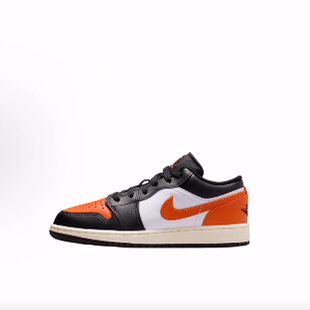 Jordan Air Jordan 1 Low 耐磨 低帮 儿童篮球鞋 黑白橙 青少年