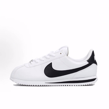 Nike Cortez Basic SL 减震 低帮 儿童跑步鞋 白黑