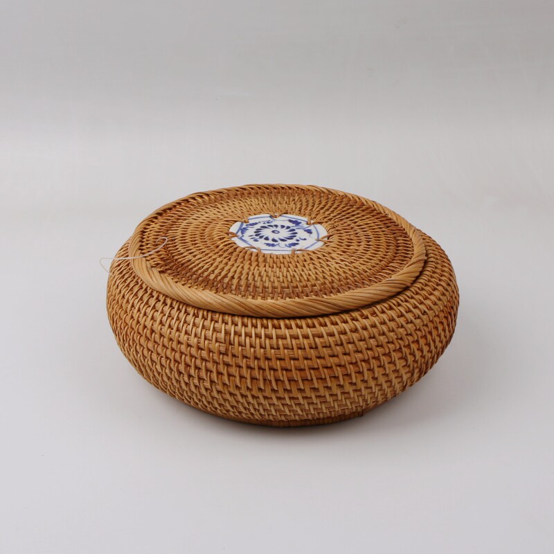 越南藤编 收纳盒 点心干果盘 收纳篮 糖果盘 普洱茶盒 茶道零配