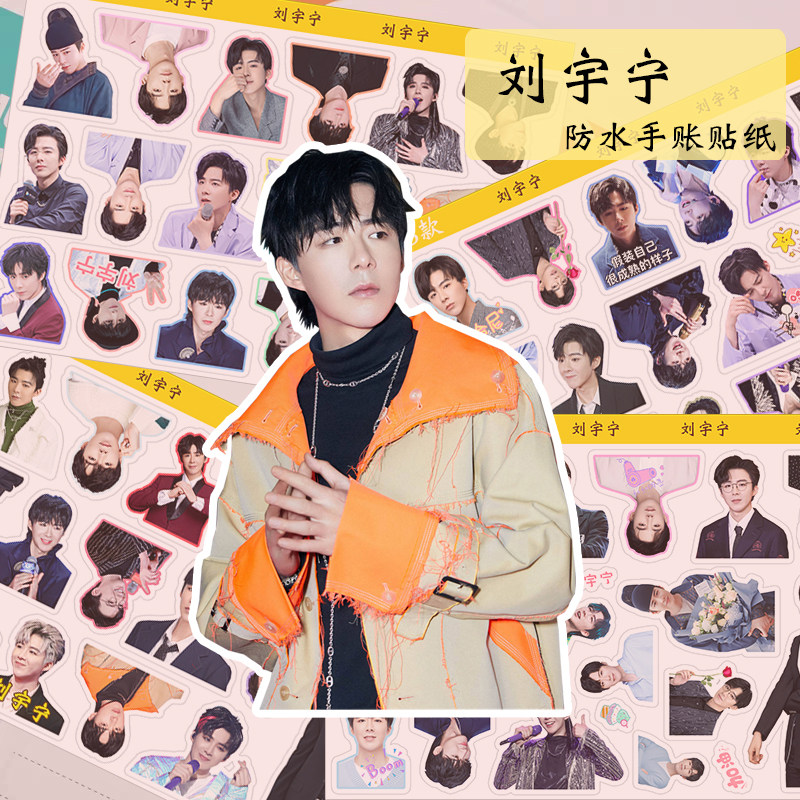 刘宇宁周边贴画手账防水贴纸可爱表情贴箱贴白底彩贴周边装饰贴