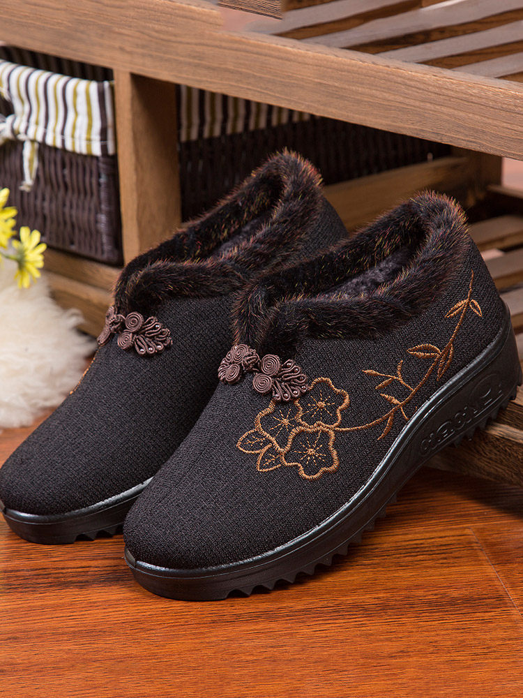 겨울 여성용 낡은 베이징 면화 벨벳 가을 겨울 중년 및 노인 미끄럼 방지 어머니 신발 스노우 부츠 노인용 겨울 신발