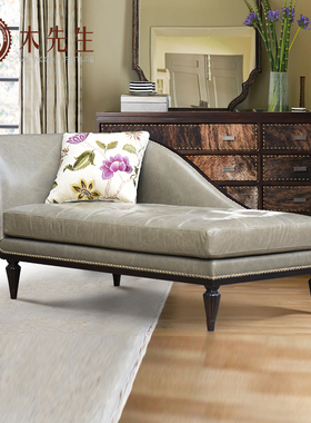 美人靠懒人沙发美式欧式轻奢客厅真皮现代简约小户型卧室贵妃躺椅