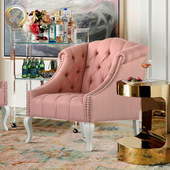 木先生单人沙发美式 乡村实木家具小户型客厅卧室布艺老虎椅轻奢