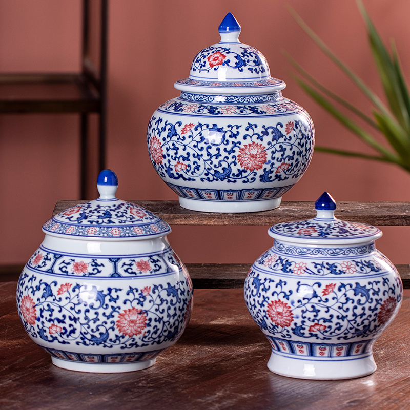 帛画青花瓷釉里红陶瓷茶叶罐