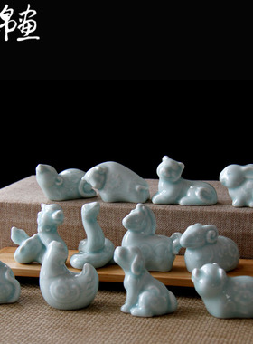 景德镇陶瓷十二生肖摆件全套家庭装饰小动物ins创意可爱桌面饰品