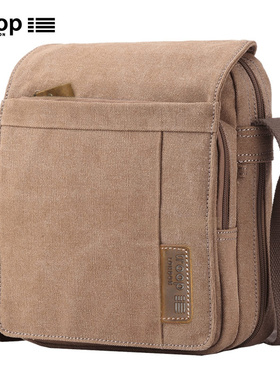 Troop帆布包男新款多功能个性时尚休闲单肩包男士包包背包斜挎包