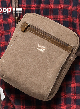 Troop帆布包男子斜挎包竖版欧美男士单肩斜跨包休闲英伦复古包邮