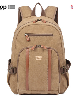 Troop双肩包男帆布休闲复古大容量背包旅行包电脑包2025新款书包