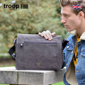 英国Troop休闲时尚 单肩 斜挎包男背包帆布包横款 男包青年新款 男士