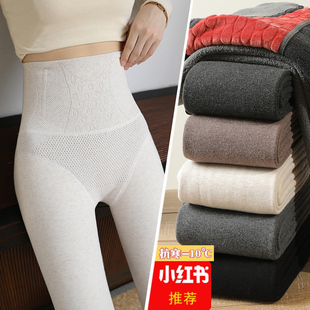 踩脚收腹保暖棉裤 秋冬外穿加绒连袜加厚羊绒秋裤 女薄款 高腰打底裤