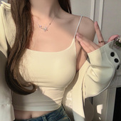 美背吊带2025新款 薄高级感女内搭白色背心外穿带胸垫打底上衣夏季