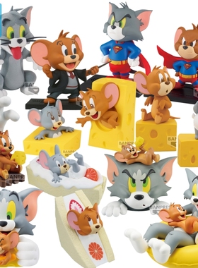 万代眼镜厂猫和老鼠 Tom and Jerry汤姆杰瑞泰菲景品摆件植绒手办