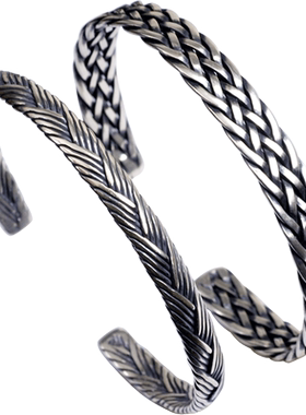 羿采欧美风925银女生编织手镯