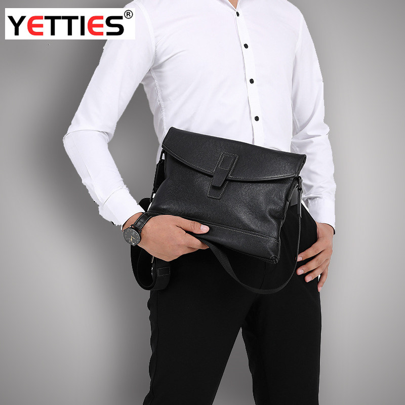 潮牌时尚男士单肩包真皮美国薄款斜挎包信封形翻盖横款通勤小包男