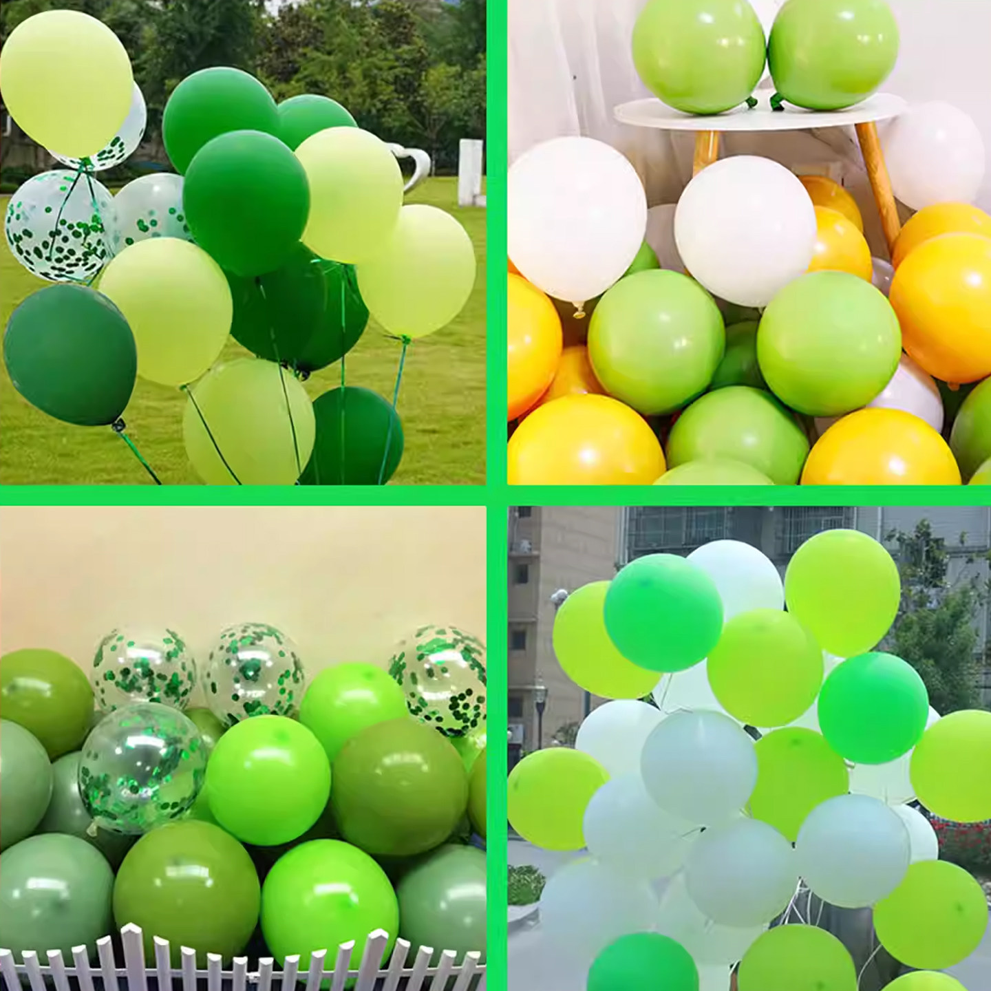 加厚墨绿牛油果绿学校幼儿园开业生日气球布置绿色森林系气球装饰