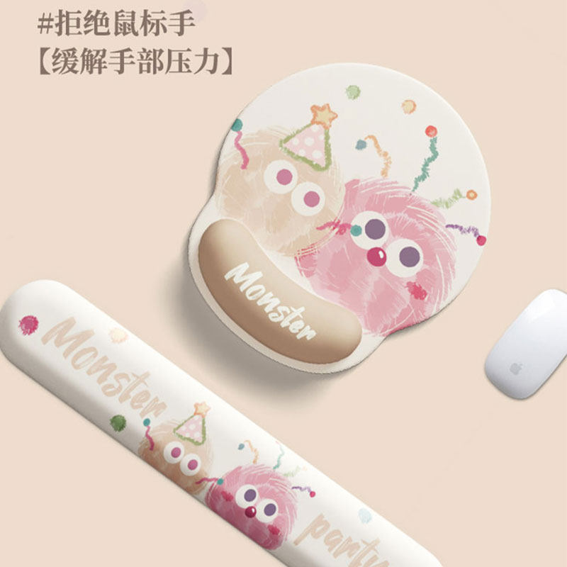 怪物派对护腕鼠标垫硅胶手托办公学习加厚手腕垫游戏键盘滑鼠软垫