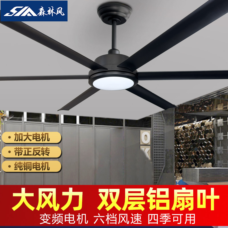 变频大风力别墅吊扇灯 展厅120寸电风扇 96寸健身房舞蹈室风扇灯